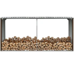 Accessoires Pour Cheminées & Poêles À Bois-vidaXL Abri de stockage de bois Acier galvanisé 330x92x153 cm Marron