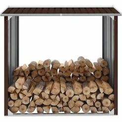 Accessoires Pour Cheminées & Poêles À Bois-vidaXL Abri de stockage de bois Acier galvanisé 172x91x154 cm Marron