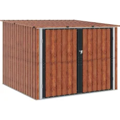Pelouses & Jardins-vidaXL Abri de vélo 3 pcs 216 x 207 x 158 cm Métал Marron