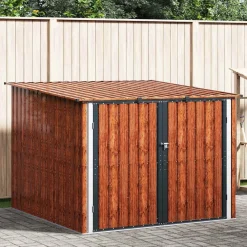 Pelouses & Jardins-vidaXL Abri de vélo 3 pcs 216 x 207 x 158 cm Métал Marron