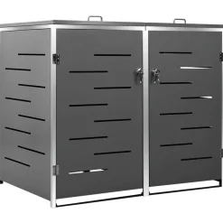 Produits Ménagers-vidaXL Abri pour deux poubelles 138x77,5x112,5 cm Inox Anthracite