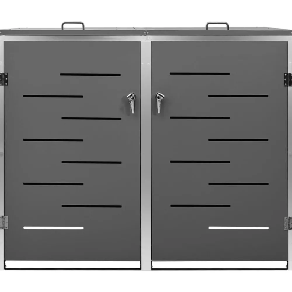 Produits Ménagers-vidaXL Abri pour deux poubelles 138x77,5x112,5 cm Inox Anthracite