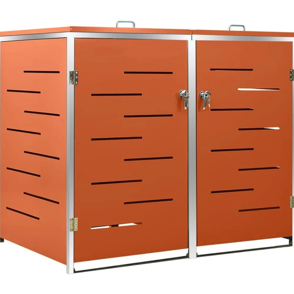 vidaXL Abri pour deux poubelles 138x77,5x112,5 cm Inox