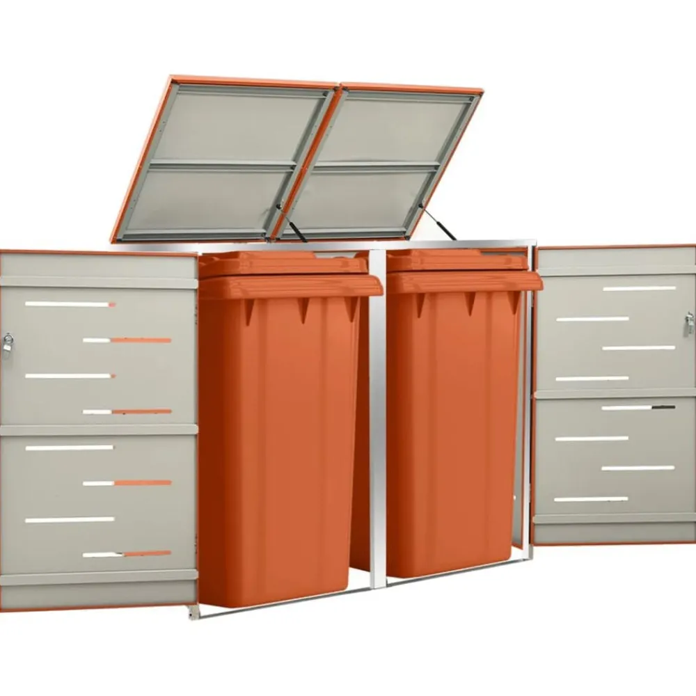 vidaXL Abri pour deux poubelles 138x77,5x112,5 cm Inox