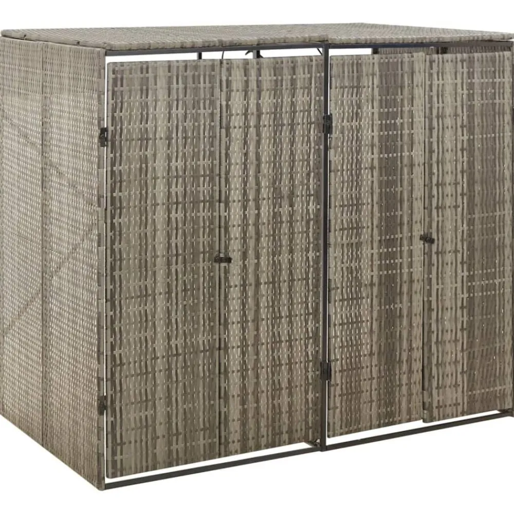 vidaXL Abri pour poubelle double 140x80x117 cm Résine tressée