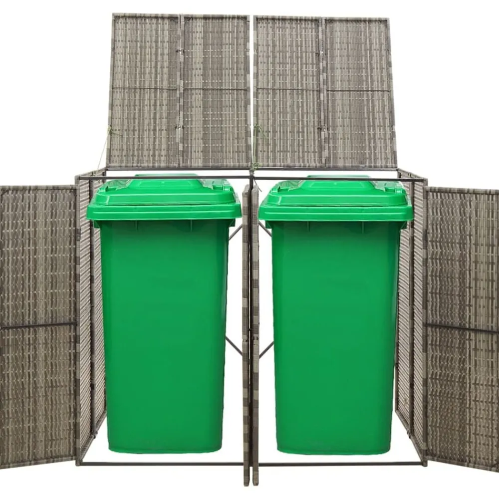 vidaXL Abri pour poubelle double 140x80x117 cm Résine tressée
