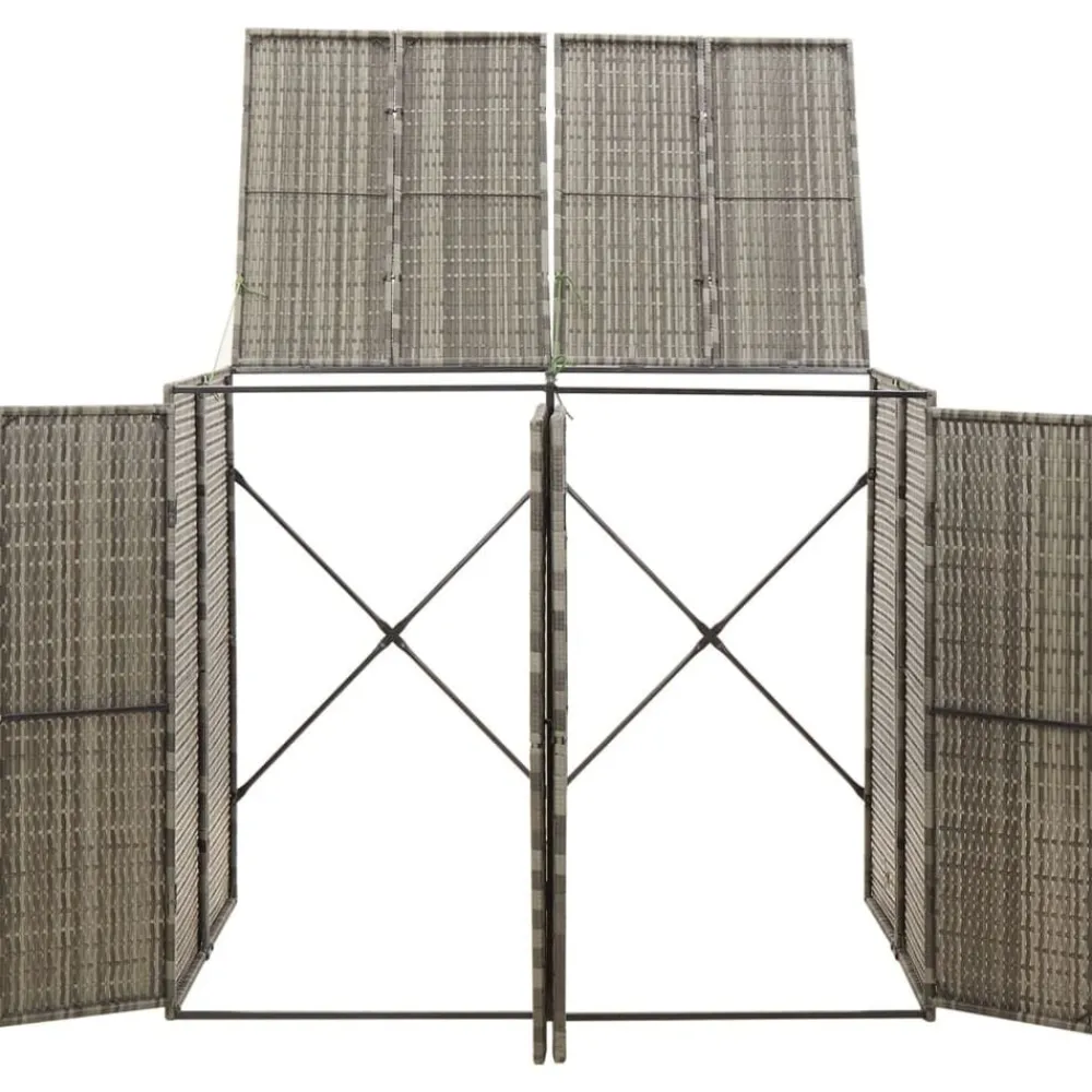 vidaXL Abri pour poubelle double 140x80x117 cm Résine tressée