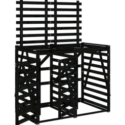 Produits Ménagers-vidaXL Abri pour poubelle double sur roulettes noir bois massif de pin Pin noir