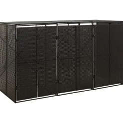 Produits Ménagers-vidaXL Abri pour poubelle triple 207x80x117 cm Résine tressée Noir