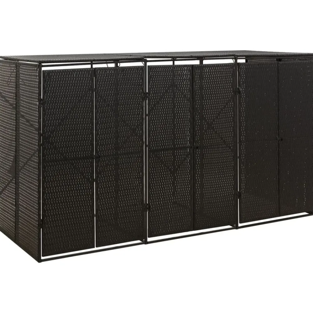 Produits Ménagers-vidaXL Abri pour poubelle triple 207x80x117 cm Résine tressée Noir