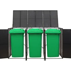 Produits Ménagers-vidaXL Abri pour poubelle triple 207x80x117 cm Résine tressée Noir