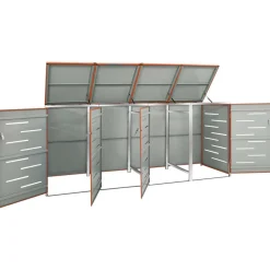vidaXL Abri pour quatre poubelles 276,5x77,5x112,5 cm Inox