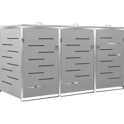 vidaXL Abri pour trois poubelles 207x77,5x112,5 cm Inox