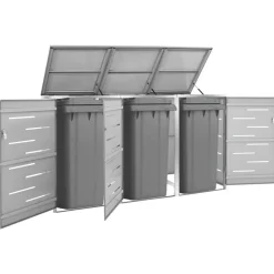 vidaXL Abri pour trois poubelles 207x77,5x112,5 cm Inox