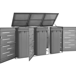 vidaXL Abri pour trois poubelles 207x77,5x112,5 cm Inox