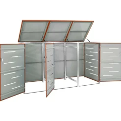 Produits Ménagers-vidaXL Abri pour trois poubelles 207x77,5x112,5 cm Inox Orange