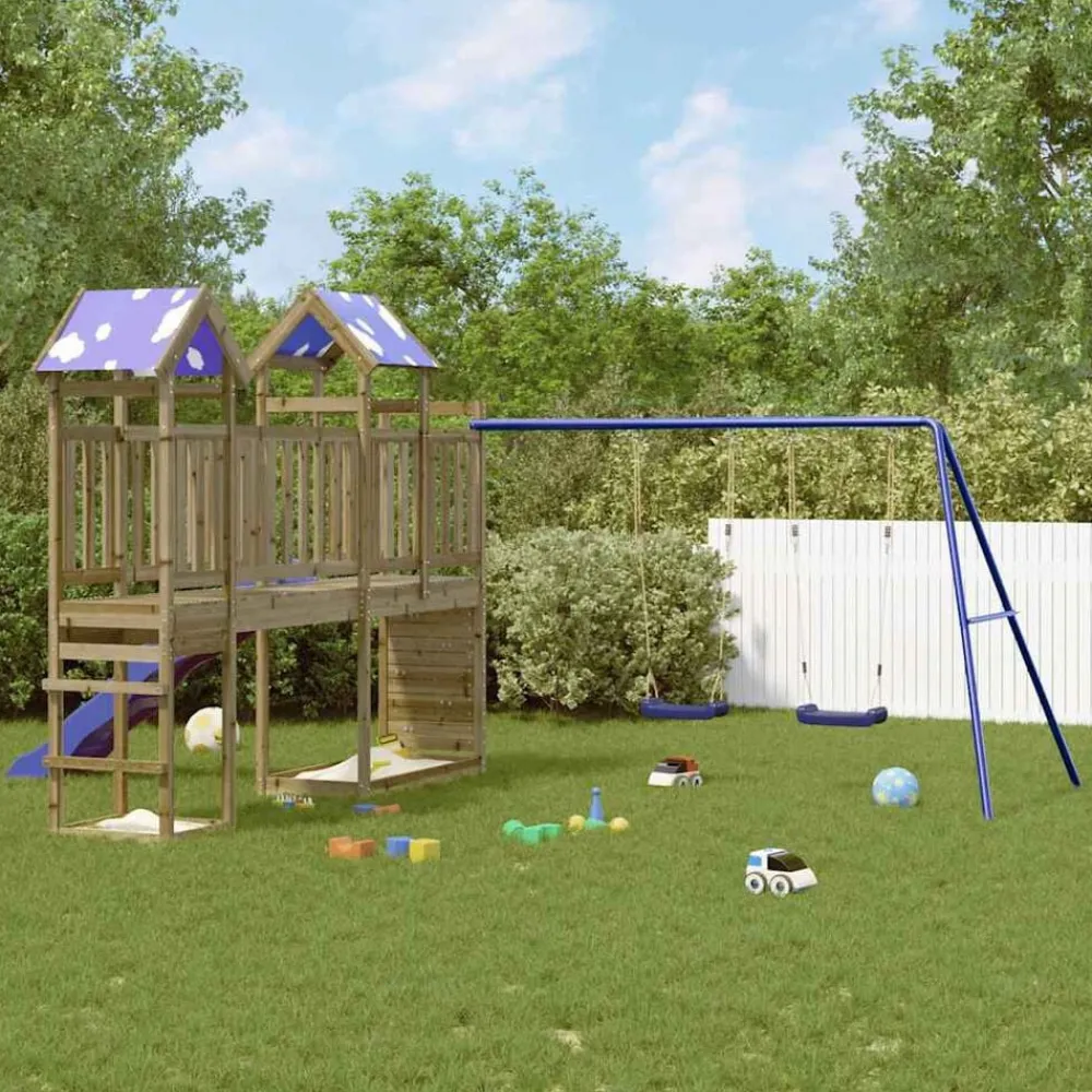 vidaXL Aire de jeux d'extérieur bois de pin imprégné