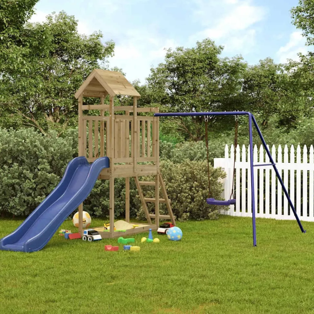 vidaXL Aire de jeux d'extérieur bois de pin imprégné