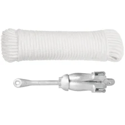 Pièces Détachées Pour Véhicules-vidaXL Ancre pliable avec corde argenté 2,5 kg fer malléable