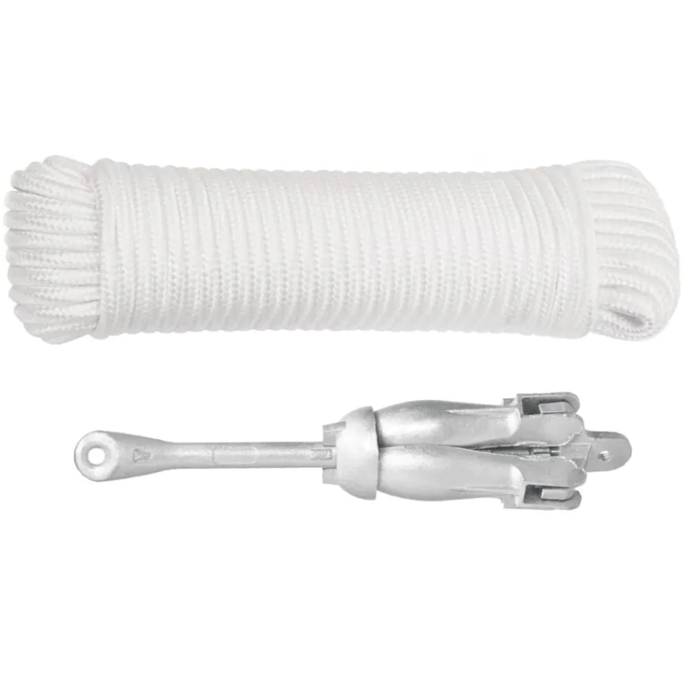 Pièces Détachées Pour Véhicules-vidaXL Ancre pliable avec corde argenté 2,5 kg fer malléable