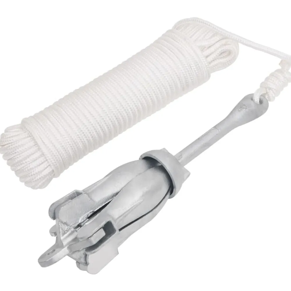 vidaXL Ancre pliable avec corde argenté 8 kg fonte galvanisée à chaud