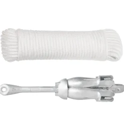 vidaXL Ancre pliable avec corde argenté 8 kg fonte galvanisée à chaud