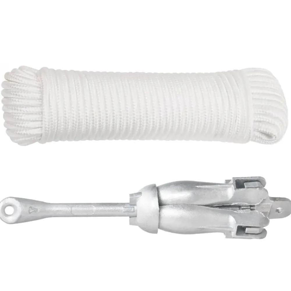 vidaXL Ancre pliable avec corde argenté 8 kg fonte galvanisée à chaud