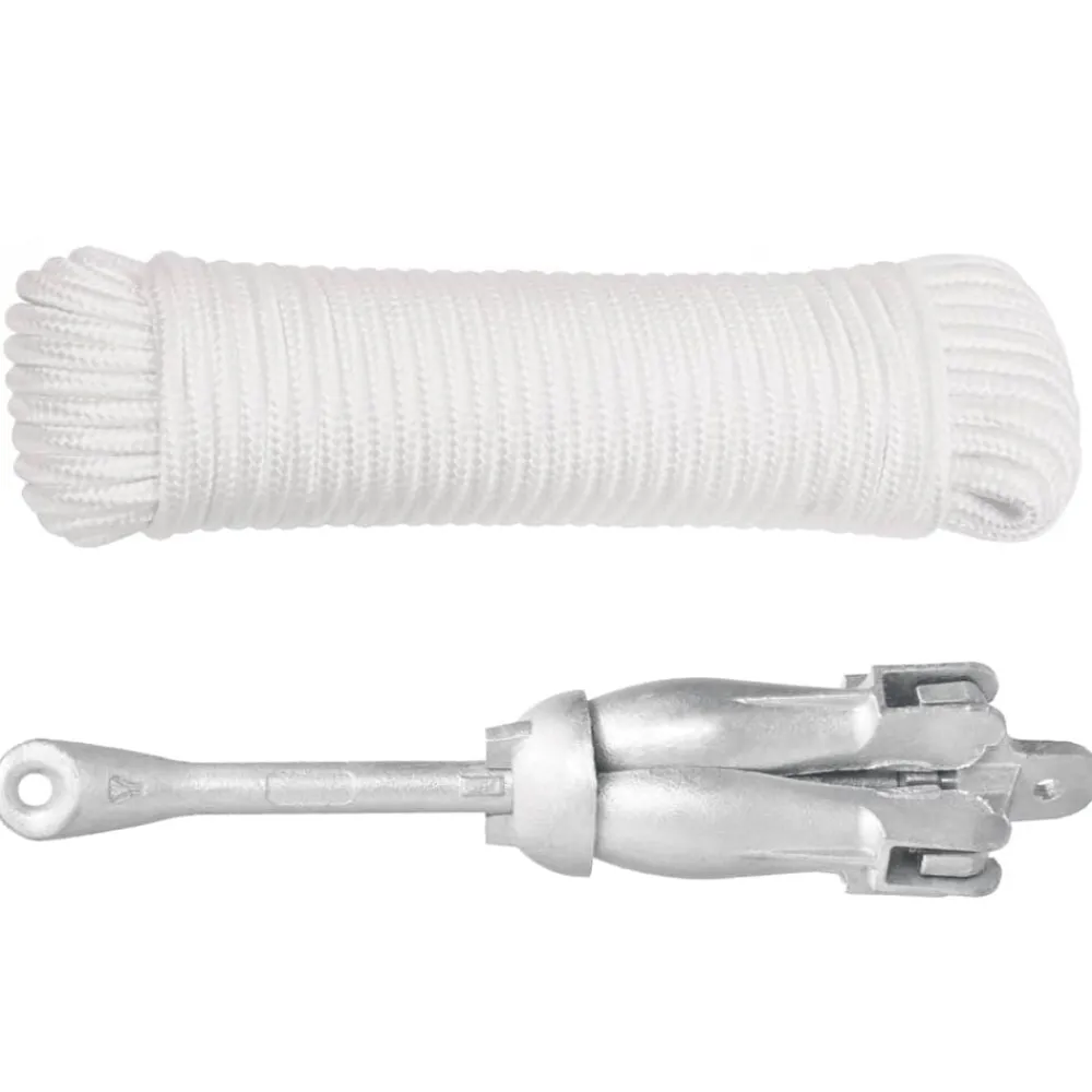 Pièces Détachées Pour Véhicules-vidaXL Ancre pliable avec corde argenté 6 kg fonte galvanisée à chaud