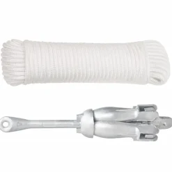 vidaXL Ancre pliable avec corde argenté 4 kg fonte galvanisée à chaud