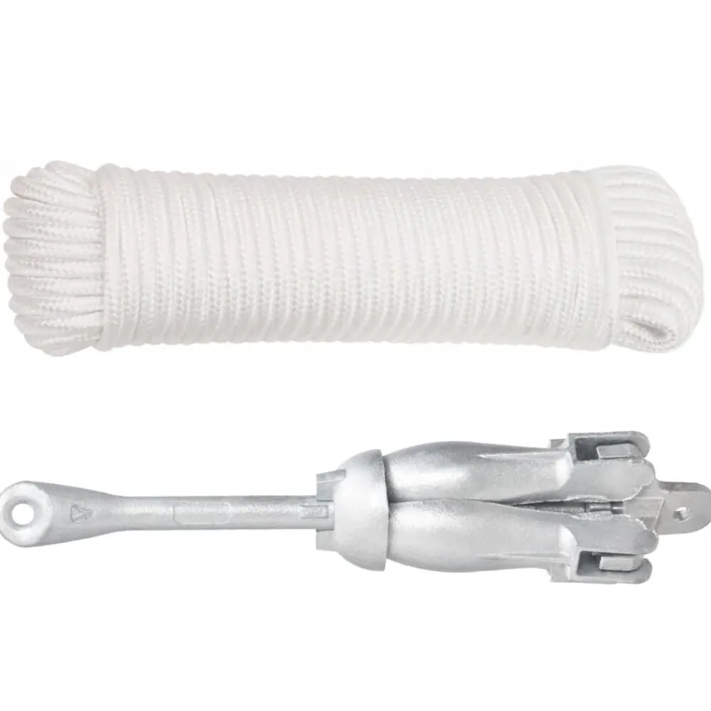 vidaXL Ancre pliable avec corde argenté 4 kg fonte galvanisée à chaud
