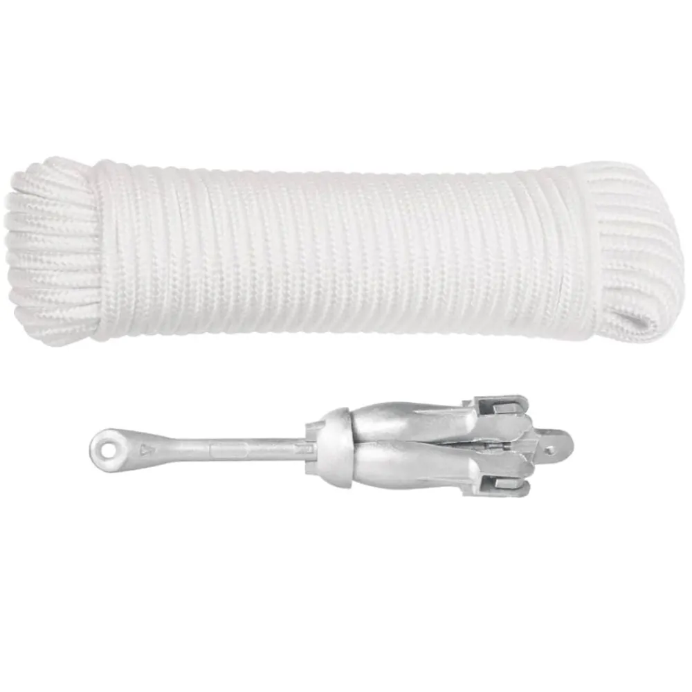 Pièces Détachées Pour Véhicules-vidaXL Ancre pliable avec corde argenté 1,5 kg fer malléable