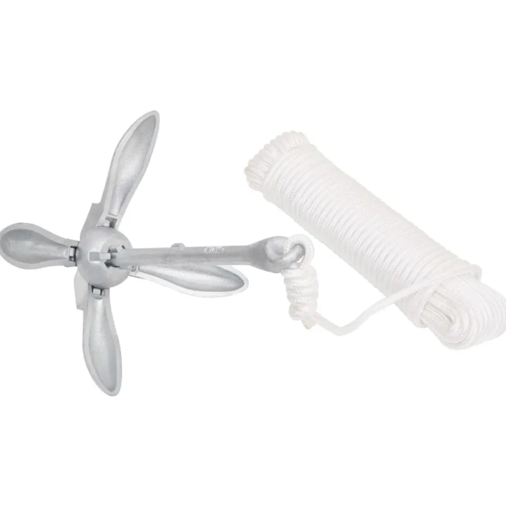 Pièces Détachées Pour Véhicules-vidaXL Ancre pliable avec corde argenté 1,5 kg fer malléable