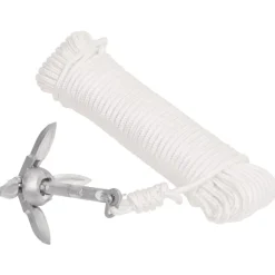 Pièces Détachées Pour Véhicules-vidaXL Ancre pliable et corde argenté 0,7 kg fonte galvanisée à chaud