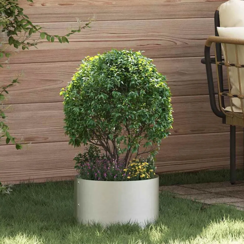 Pelouses & Jardins-vidaXL Anneau de jardinière 5 pcs Argenté 30 x 30 x 20 cm Acier inoxydable