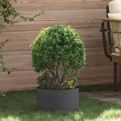 Pelouses & Jardins-vidaXL Anneau de jardinière 30 x 30 x 20 cm Acier laminé à froid Noir