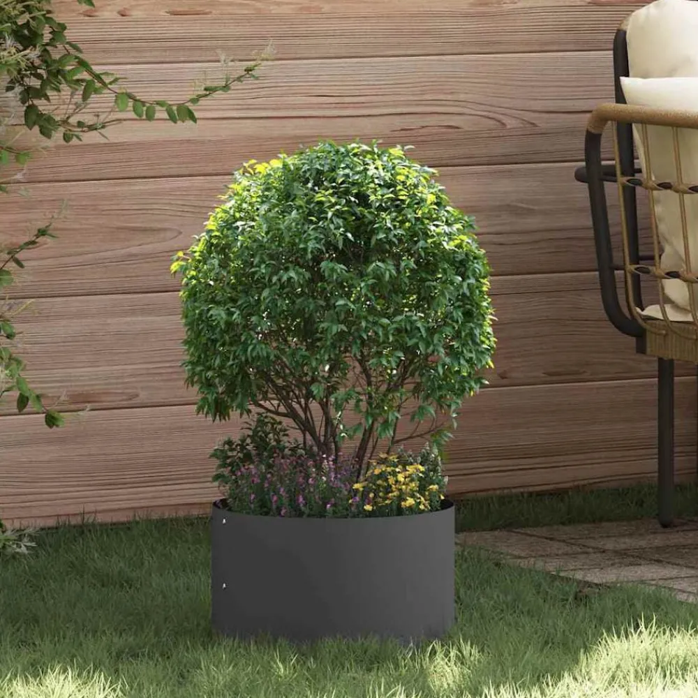 Pelouses & Jardins-vidaXL Anneau de jardinière 30 x 30 x 20 cm Acier laminé à froid Noir