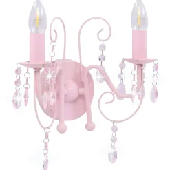 Luminaires-vidaXL Applique murale à perles 2 ampoules E14 Rose
