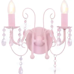Luminaires-vidaXL Applique murale à perles 2 ampoules E14 Rose