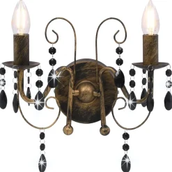 Luminaires-vidaXL Applique murale à perles antique 2 ampoules E14 Noir