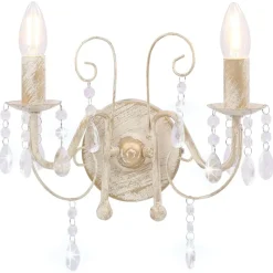 Luminaires-vidaXL Applique murale à perles antique 2 ampoules E14 Blanc