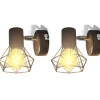 Luminaires-vidaXL Applique murale 2 pcs style industriel noir avec ampoule LED
