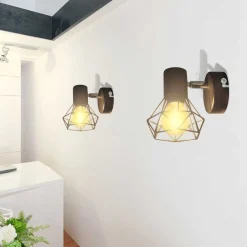Luminaires-vidaXL Applique murale 2 pcs style industriel noir avec ampoule LED