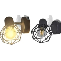 Luminaires-vidaXL Applique murale 2 pcs style industriel noir avec ampoule LED