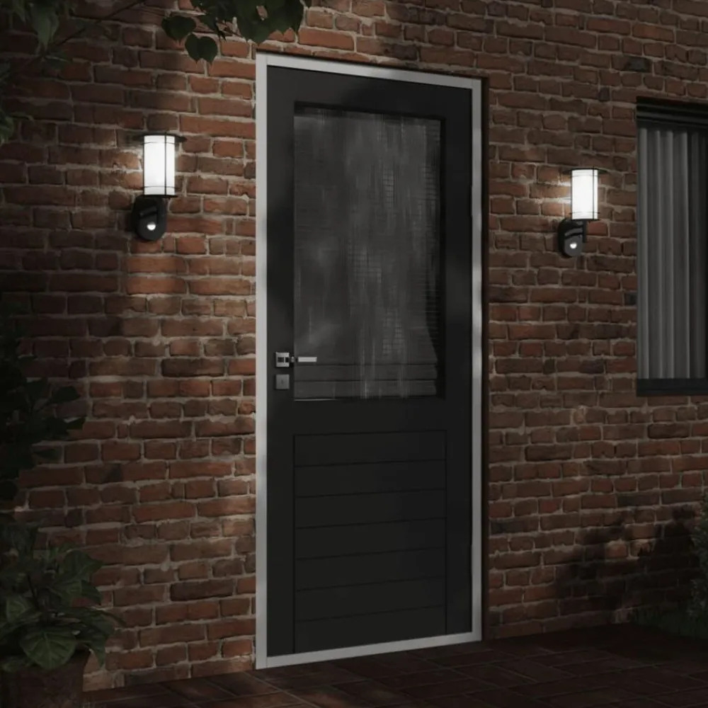 Luminaires-vidaXL Applique murale d'extérieur avec capteur acier inoxydable Noir