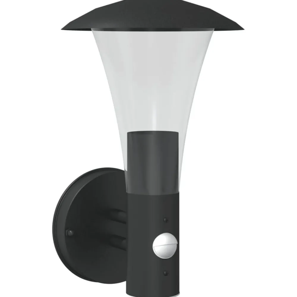 Luminaires-vidaXL Applique murale d'extérieur avec capteur acier inoxydable Noir