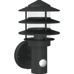 Luminaires-vidaXL Applique murale d'extérieur avec capteur acier inoxydable Noir