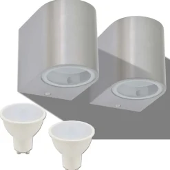 Luminaires-vidaXL Applique murale LED d'extérieur 2 pièces Ronde vers le bas