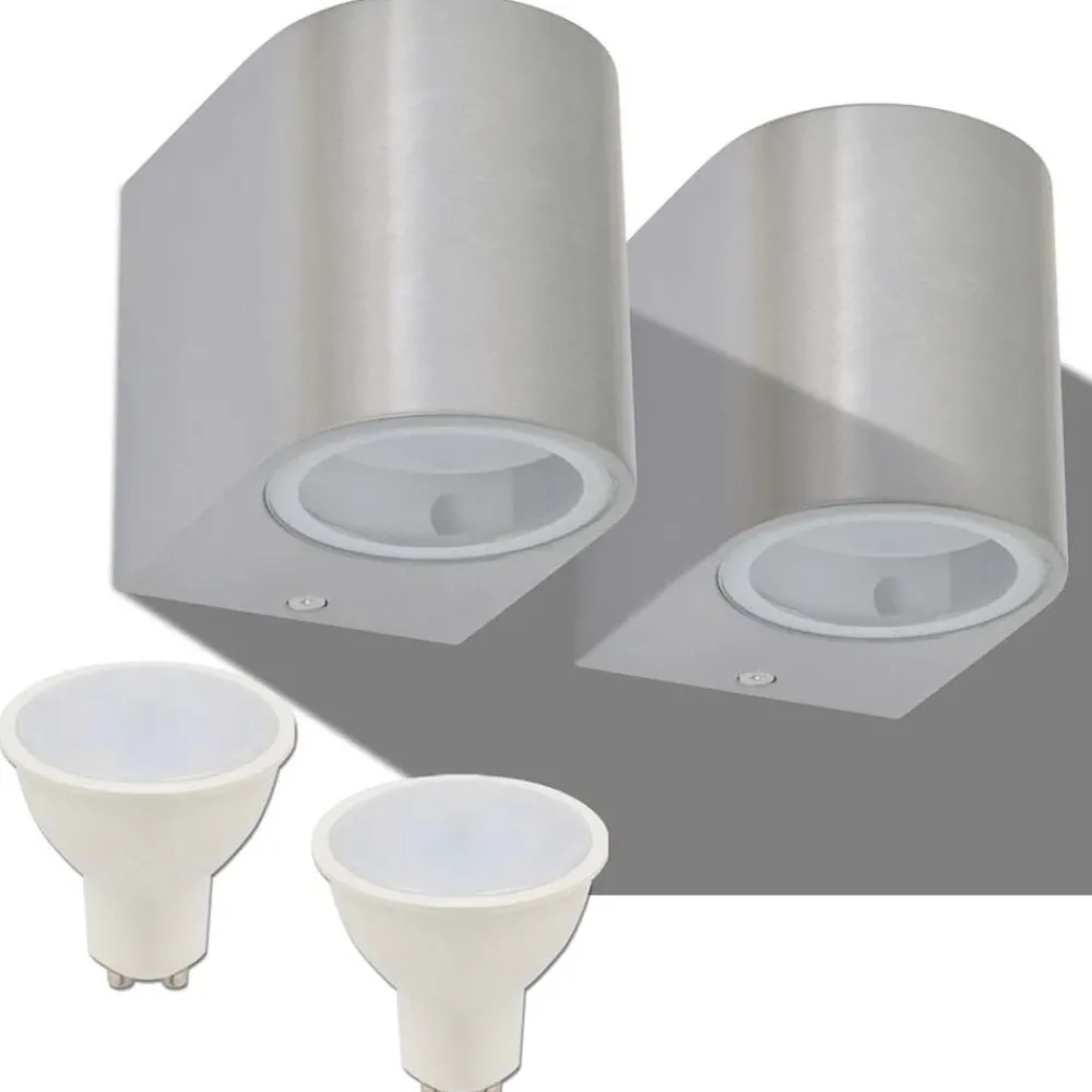 Luminaires-vidaXL Applique murale LED d'extérieur 2 pièces Ronde vers le bas
