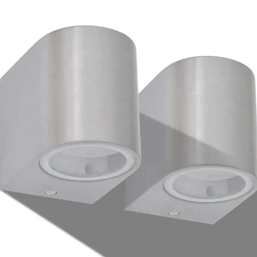 Luminaires-vidaXL Applique murale LED d'extérieur 2 pièces Ronde vers le bas