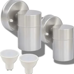 Luminaires-vidaXL Applique murale LED d'extérieur 2 pcs Acier Argent